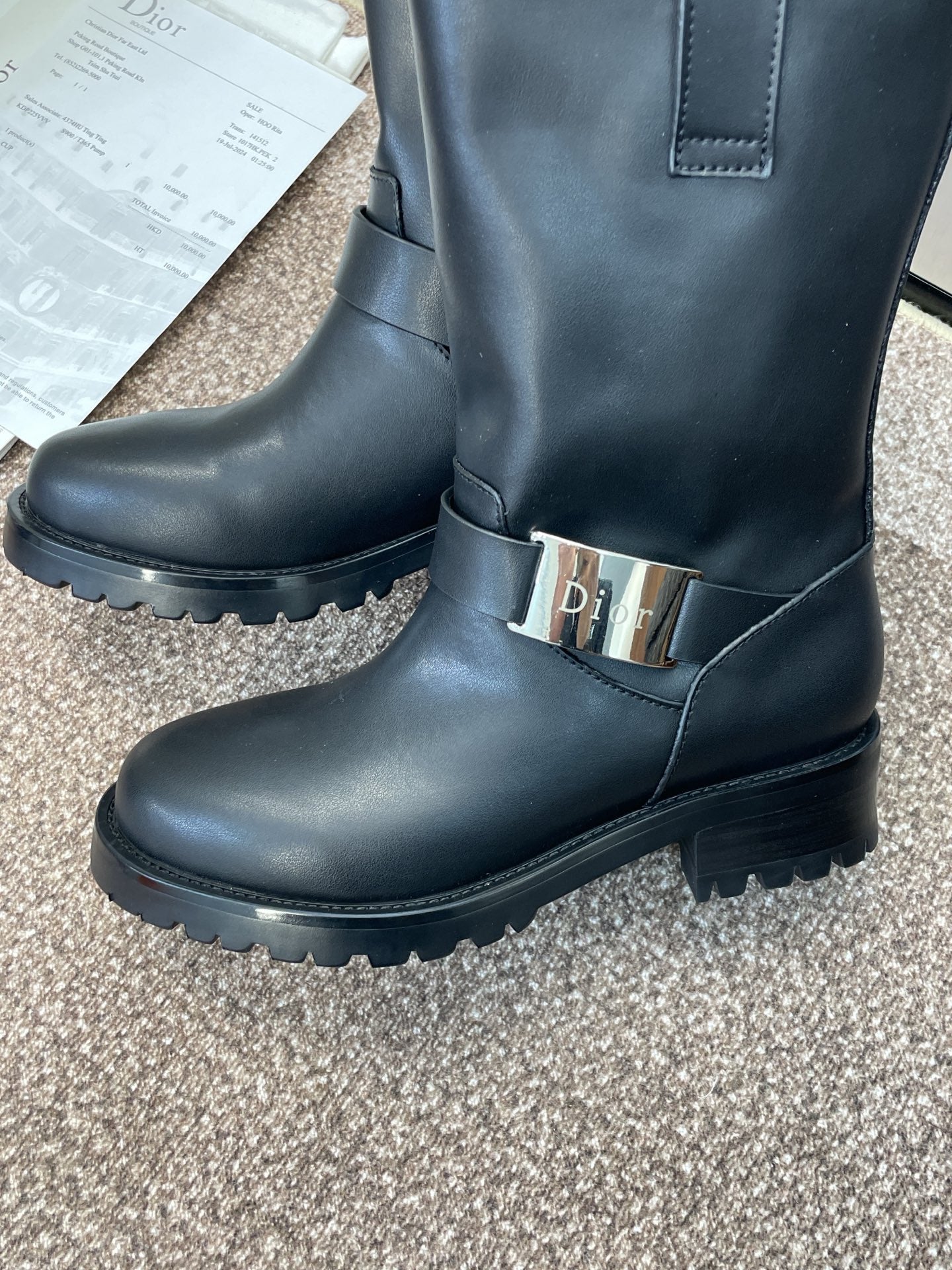DIOR 25S D-QUEST BOOTS 45MM IN BLACK CALFSKIN - 35