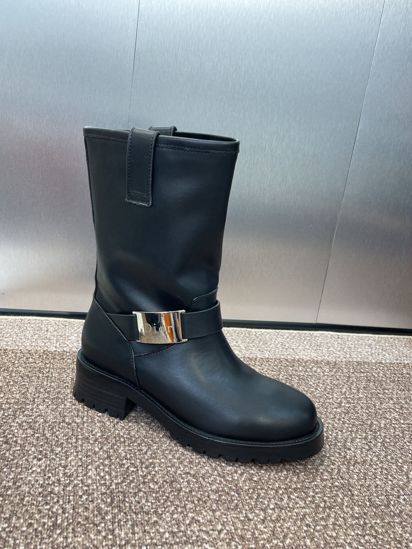 DIOR 25S D-QUEST BOOTS 45MM IN BLACK CALFSKIN - 35