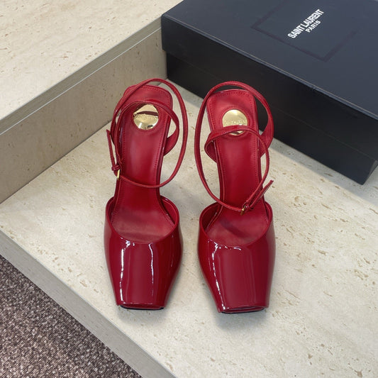 YSL 26S БОСОНІЖКИ НА КАБЛУКУ 95 ММ ІЗ ЧЕРВОНОЇ ТЕЛЯЧОЇ ШКІРИ