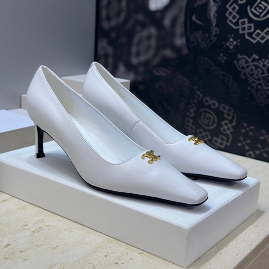 CELINE 26S ТУФЛІ НА ВИСОКИХ ПІДБОРАХ 65 ММ З БІЛОЇ ТЕЛЯЧОЇ ШКІРИ