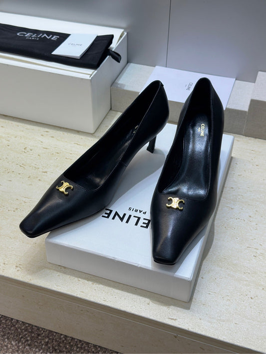 ВИСОКІ ПІДБОРИ CELINE 26S, 65 ММ, ЧОРНА ТЕЛЯЧА ШКІРА