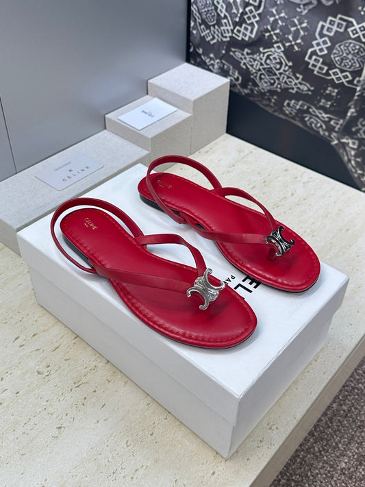 БОСОНІЖКИ-В'ЄТНАМКИ CELINE 26S З ЧЕРВОНОЇ ТЕЛЯЧОЇ ШКІРИ