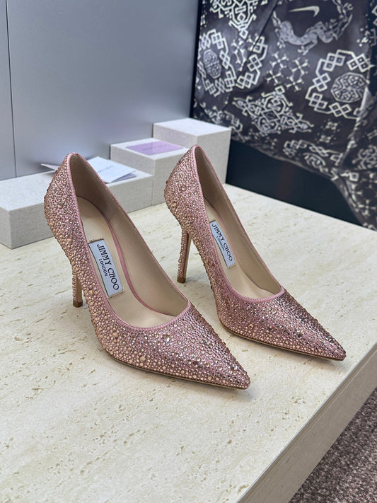 ТУФЛІ НА ШПИЛЬЦІ JIMMY CHOO 26S 95 ММ РОЖЕВОГО ЗОЛОТА З КРИСТАЛАМИ