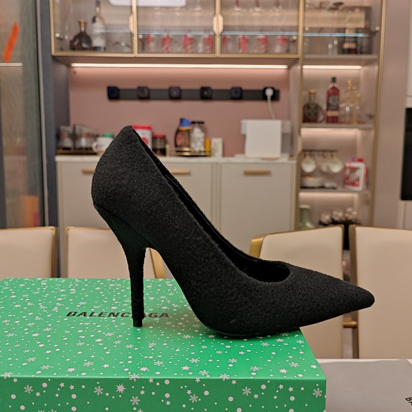 HIGH HEEL PUMPS 90MM IN BLACK WOOL - 34