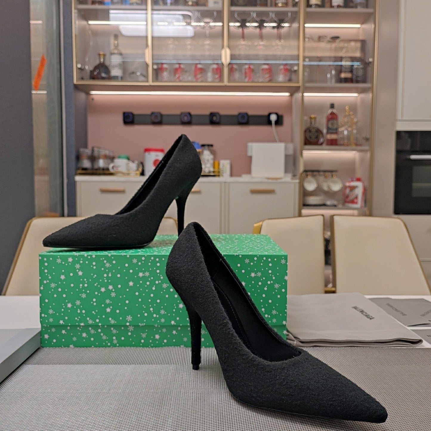 HIGH HEEL PUMPS 90MM IN BLACK WOOL - 34