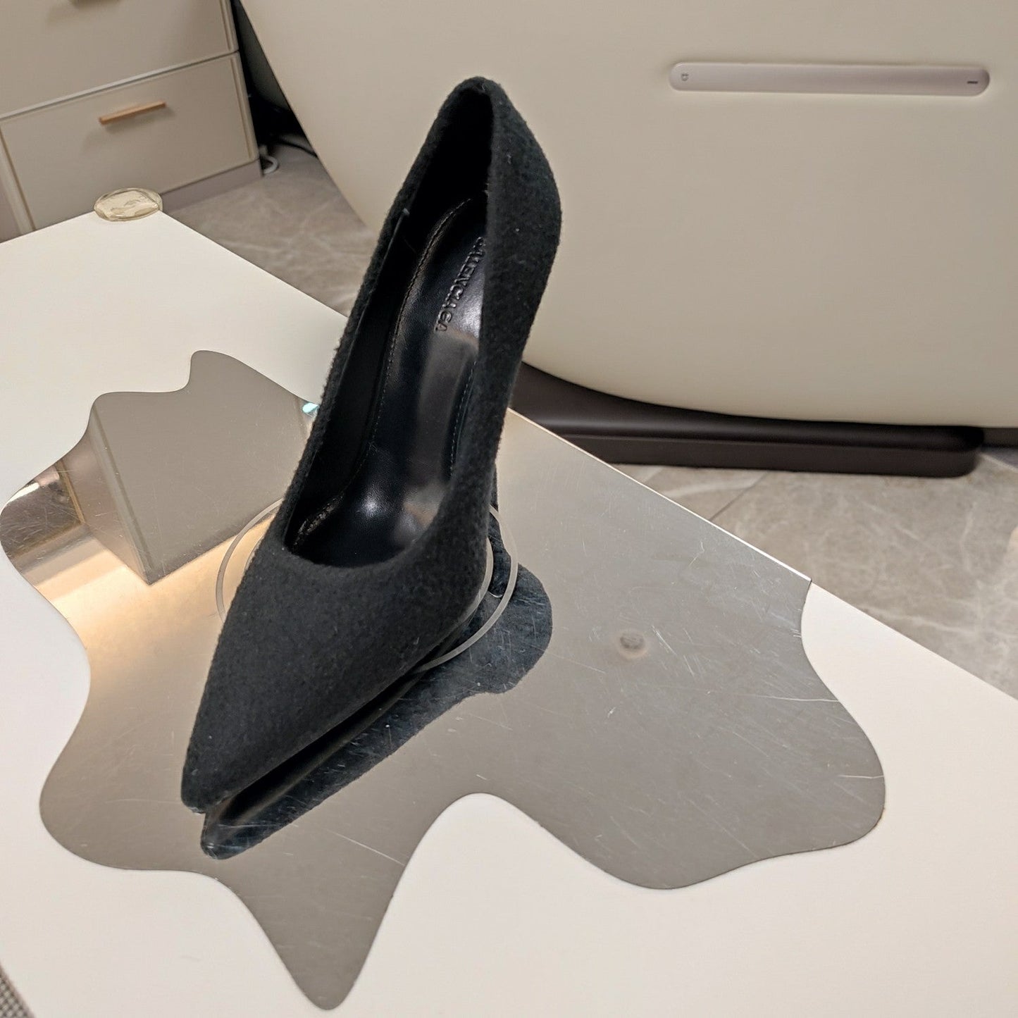 HIGH HEEL PUMPS 90MM IN BLACK WOOL - 34