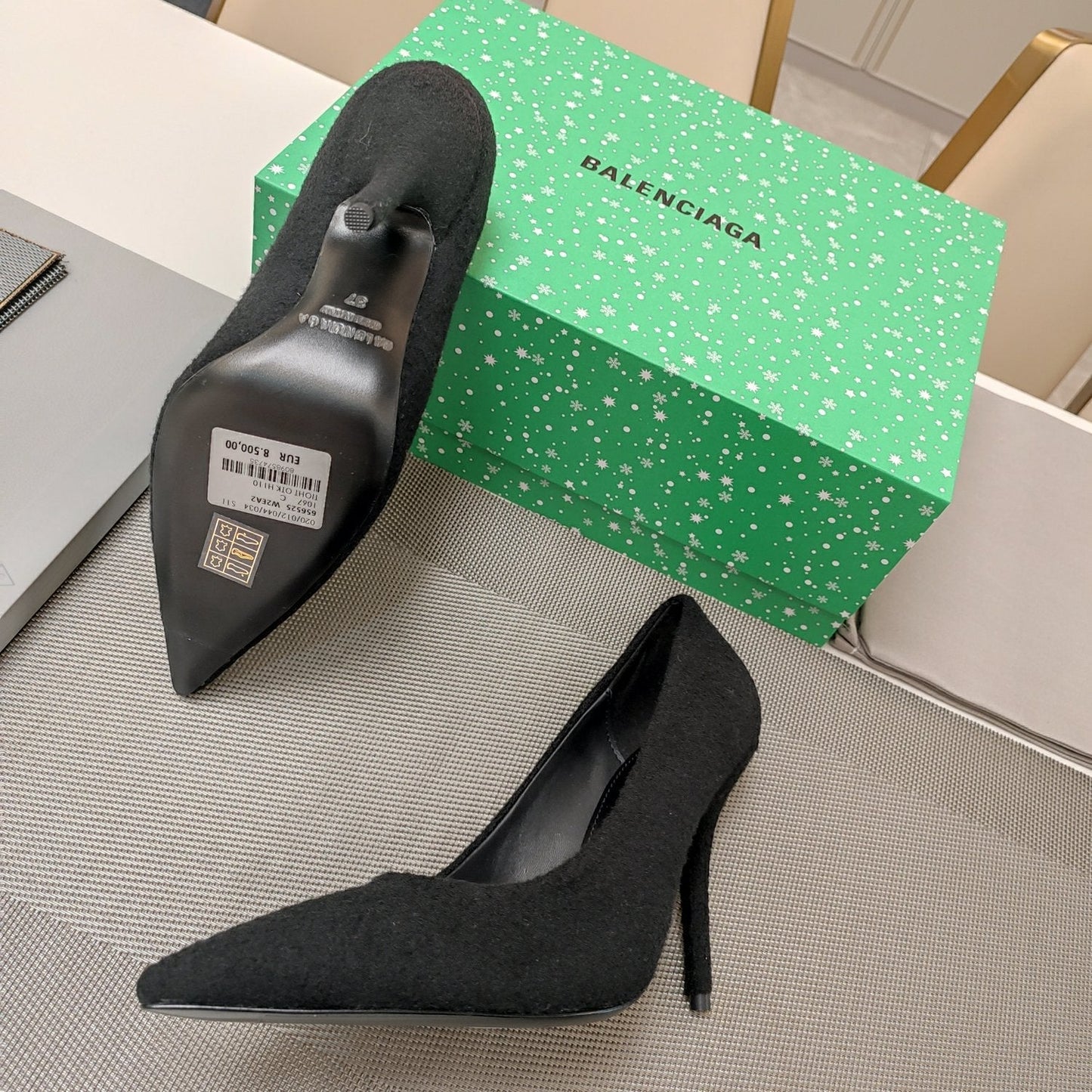 HIGH HEEL PUMPS 90MM IN BLACK WOOL - 34