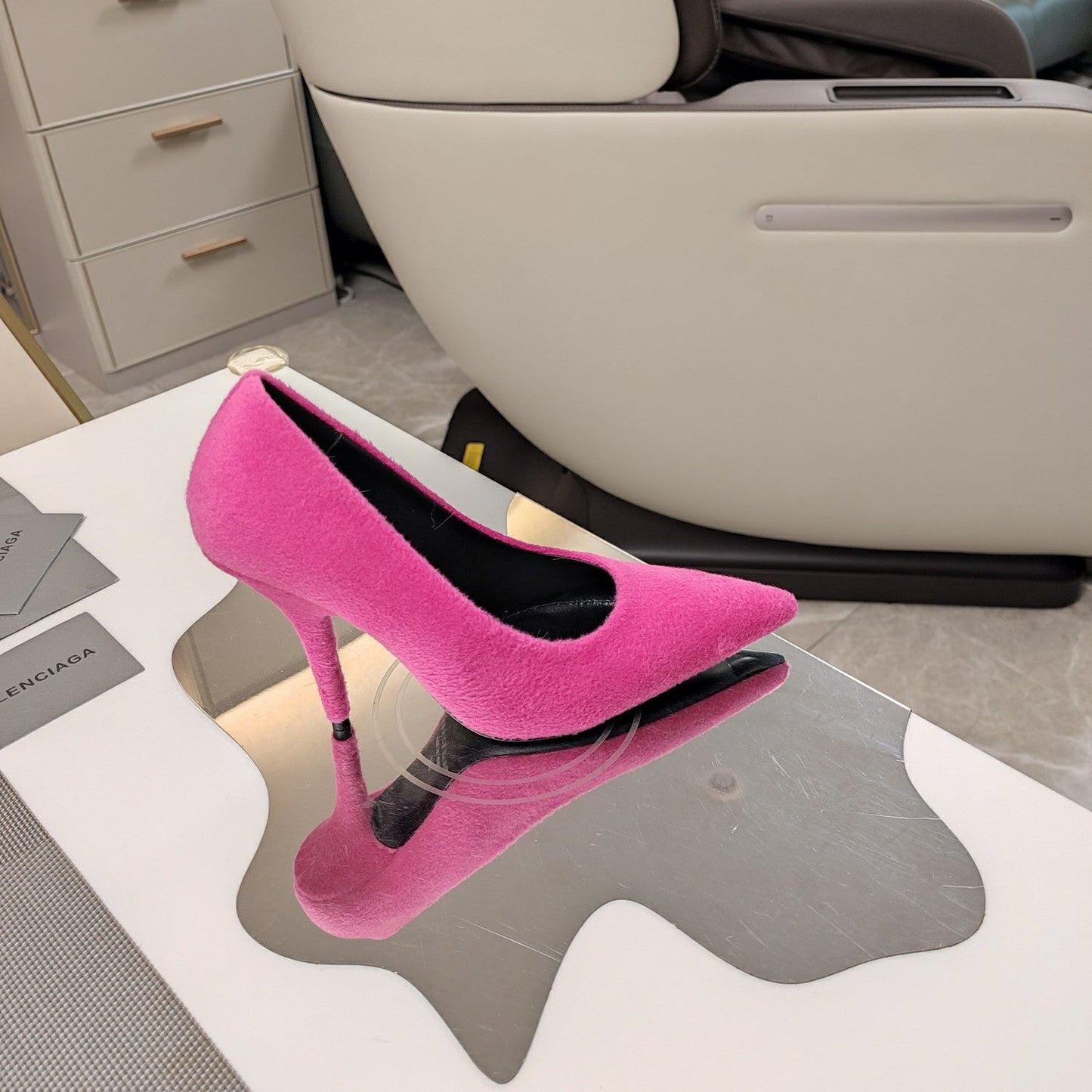 HIGH HEEL PUMPS 90MM IN PINK WOOL - 34