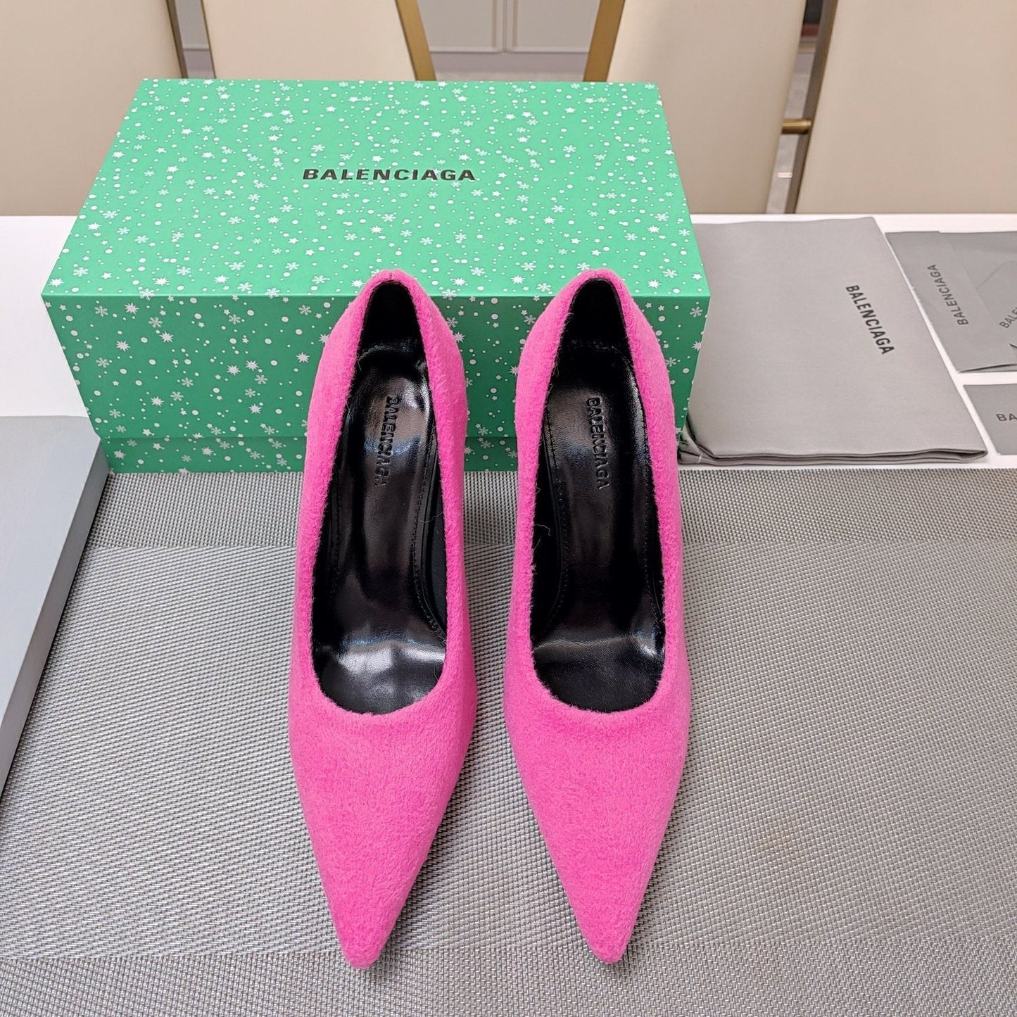 HIGH HEEL PUMPS 90MM IN PINK WOOL - 34