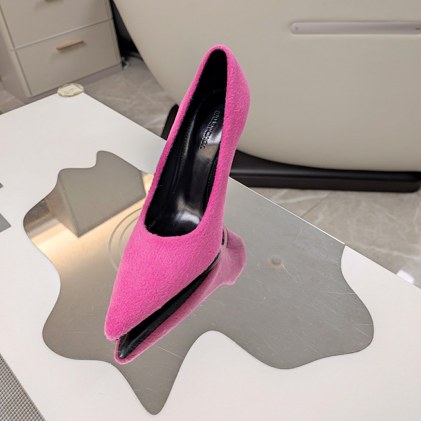 HIGH HEEL PUMPS 90MM IN PINK WOOL - 34