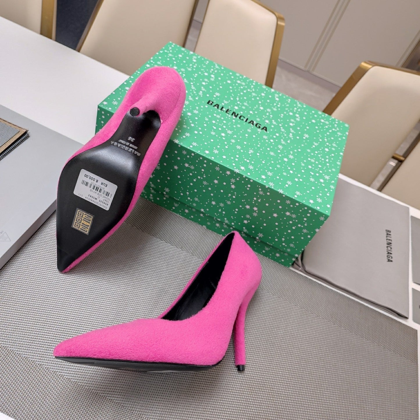 HIGH HEEL PUMPS 90MM IN PINK WOOL - 34