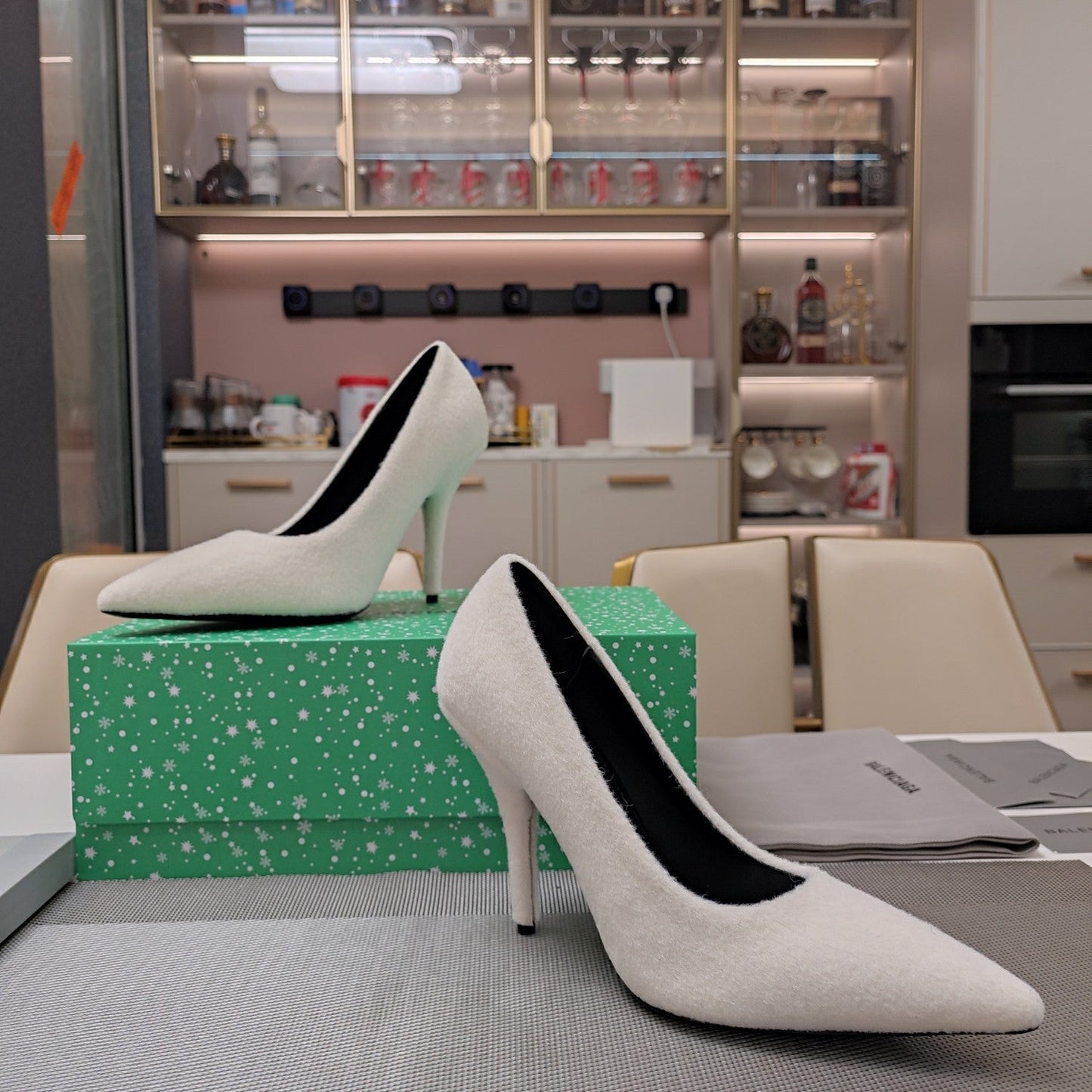 HIGH HEEL PUMPS 90MM IN WHITE WOOL - 34