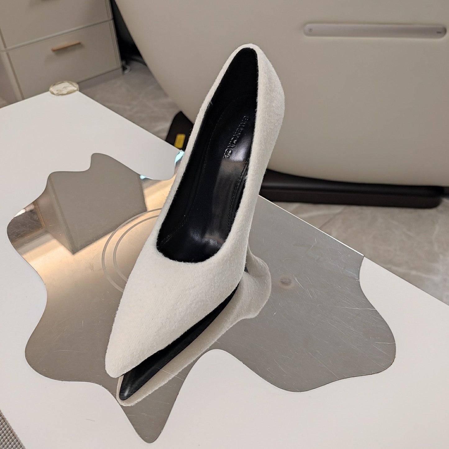 HIGH HEEL PUMPS 90MM IN WHITE WOOL - 34
