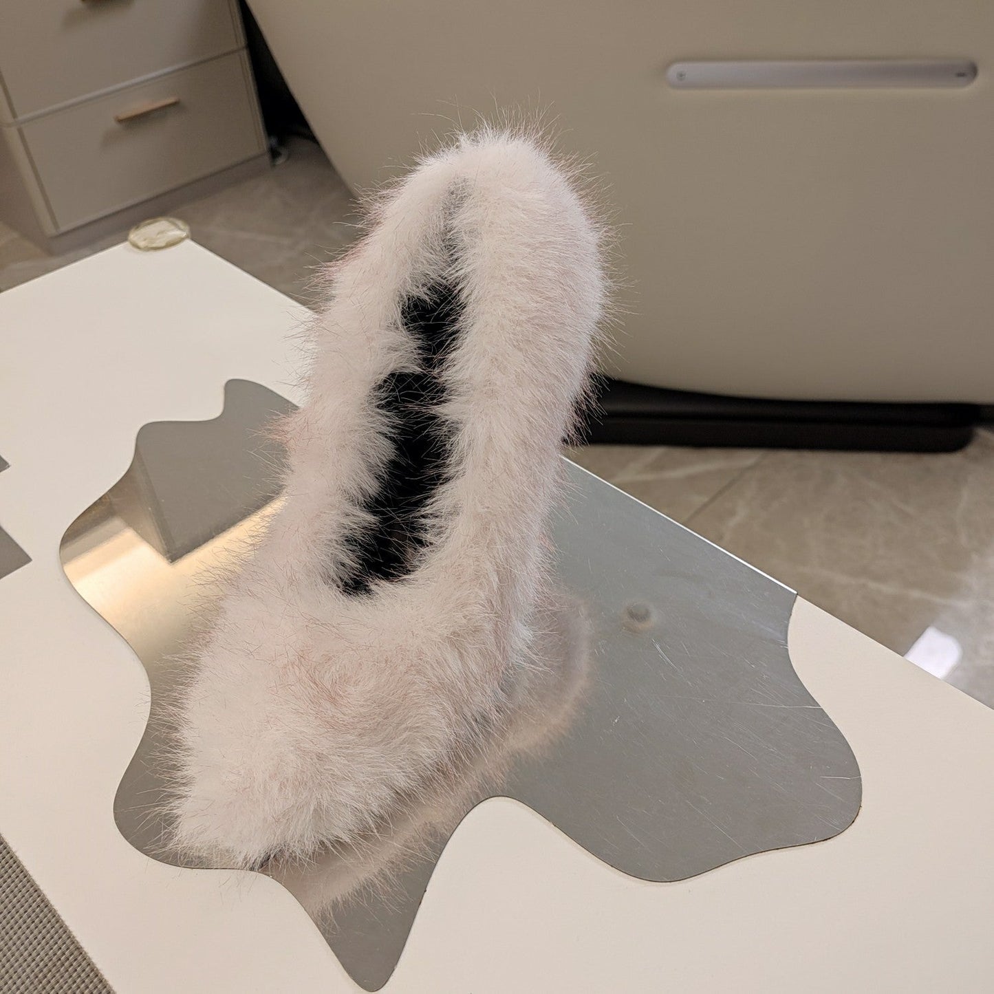 FURRY PUMPS 90MM IN HEAVEN PINK FOX FUR - 34