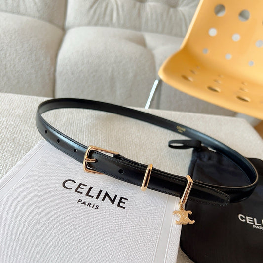 CL BELT 18MM IN BLACK TAURILLON GLOSSY CALFSKIN GOLD BUCKLE - 30