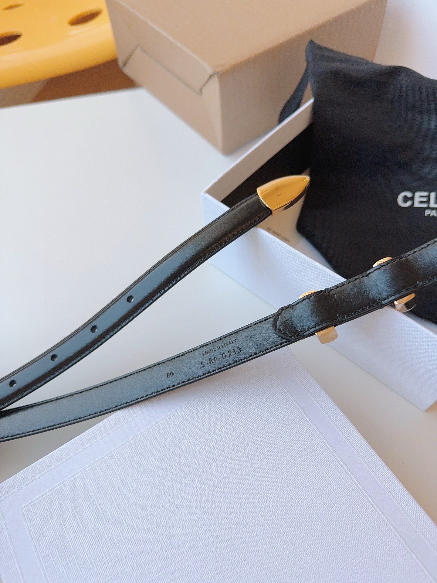 CELINE 25S SMALL 18MM WESTERN BELT IN BLACK CALFSKIN 566640 - 26 - 28