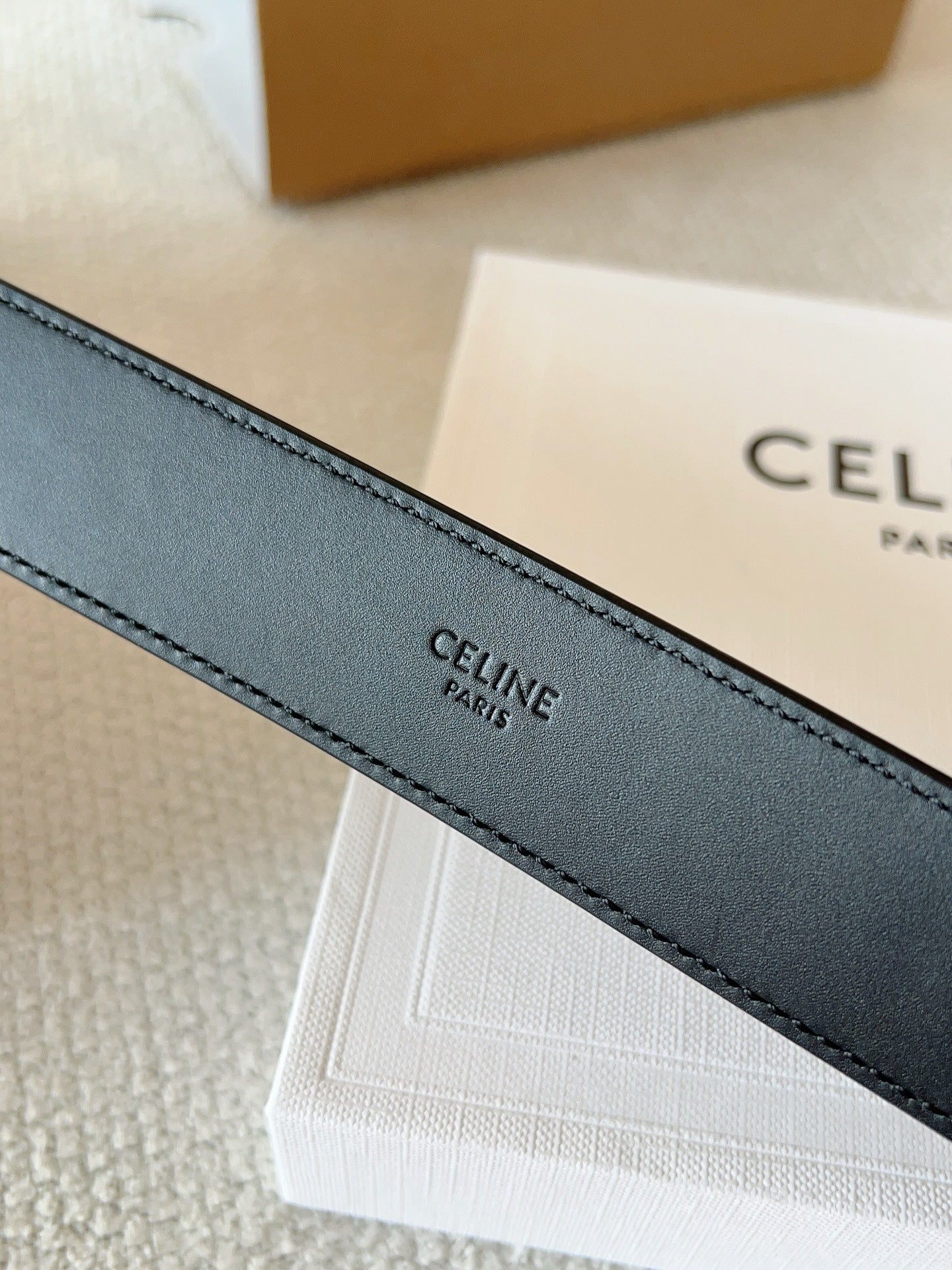 CELINE 25S SMALL 30MM WESTERN BELT IN BLACK CALFSKIN 566636 - 26 - 28