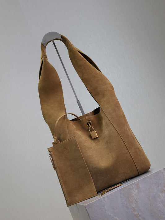 Сумка TANGER HOBO BAG 27 З КОРИЧНЕВОЇ ЗАМШІ КОЛЬОРУ «ПІНАТ»