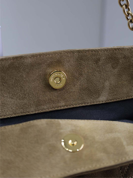 YSL NIKI TOTE BAG 34 IN CAMEL BROWN SUEDE GOLD HARDWARE