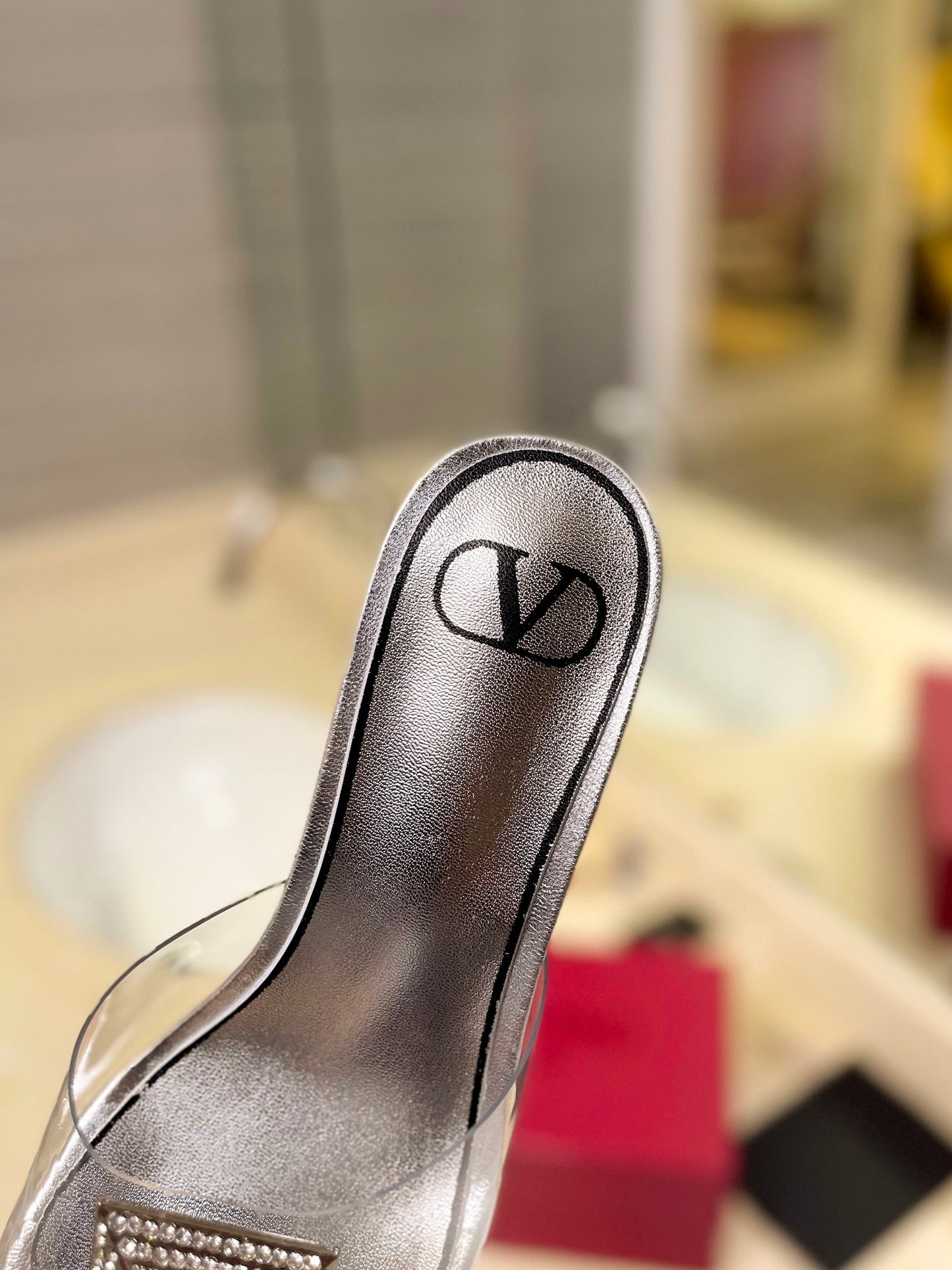 HIGH MULE 60MM IN SILVER SHEEPSKIN AND TRANSPARENT PVC - 35