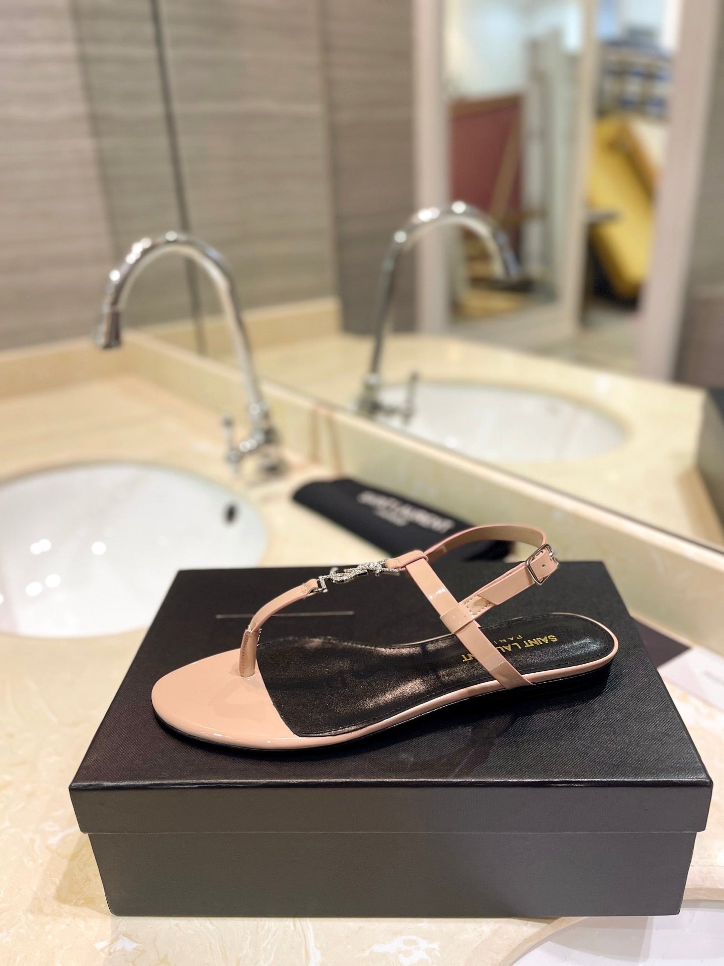 SL CASSANDRA SANDALS TAN POLISHED CALFSKIN - 35