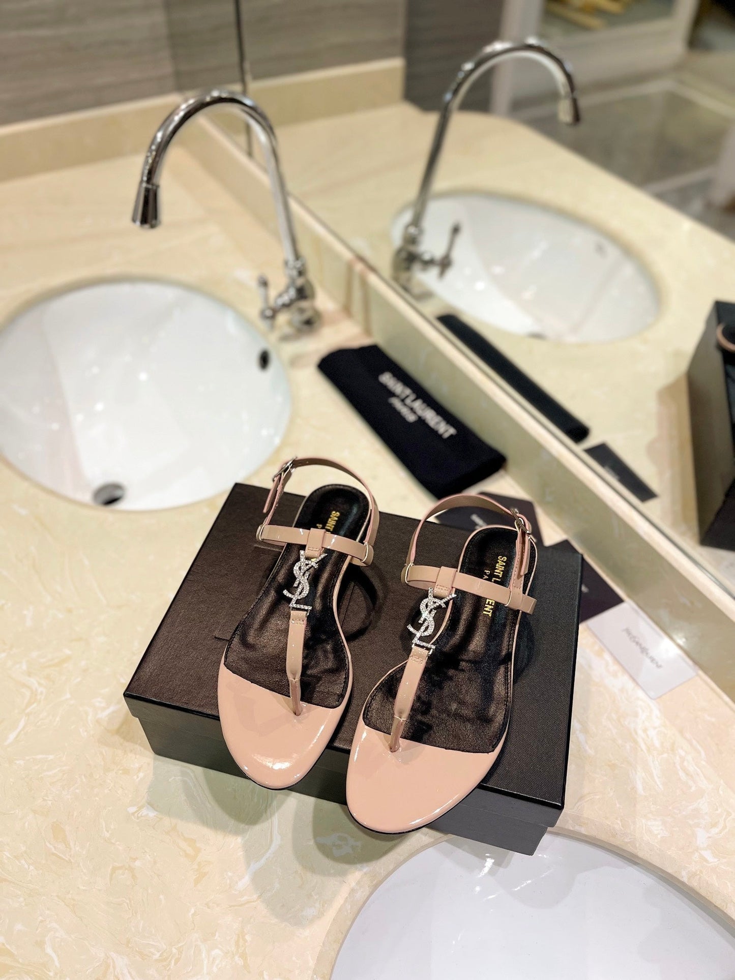 SL CASSANDRA SANDALS TAN POLISHED CALFSKIN - 35