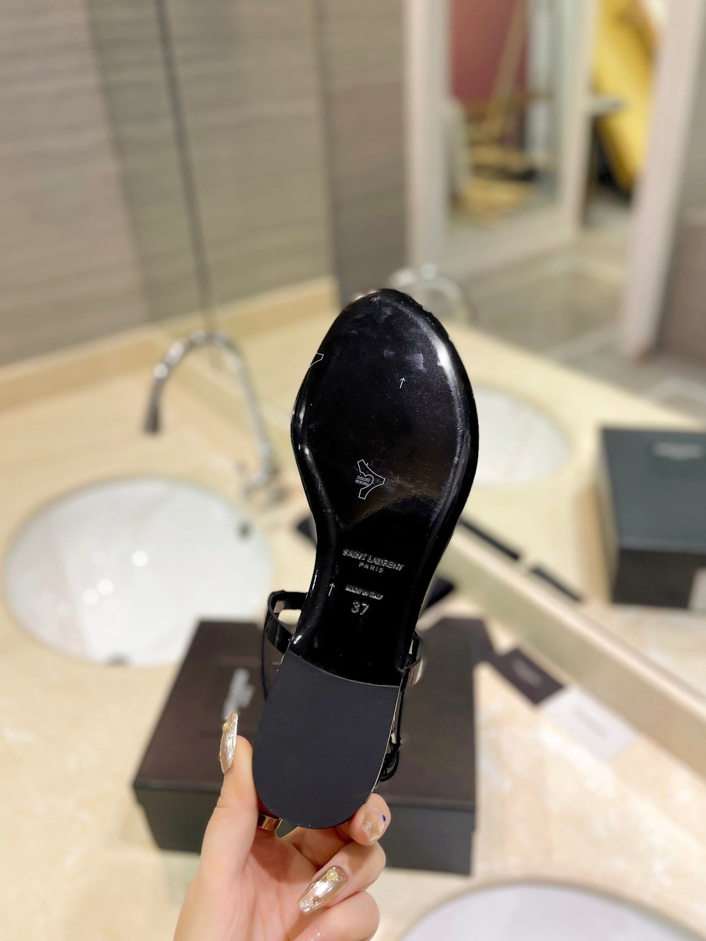 SL CASSANDRA SANDALS BLACK POLISHED CALFSKIN - 35