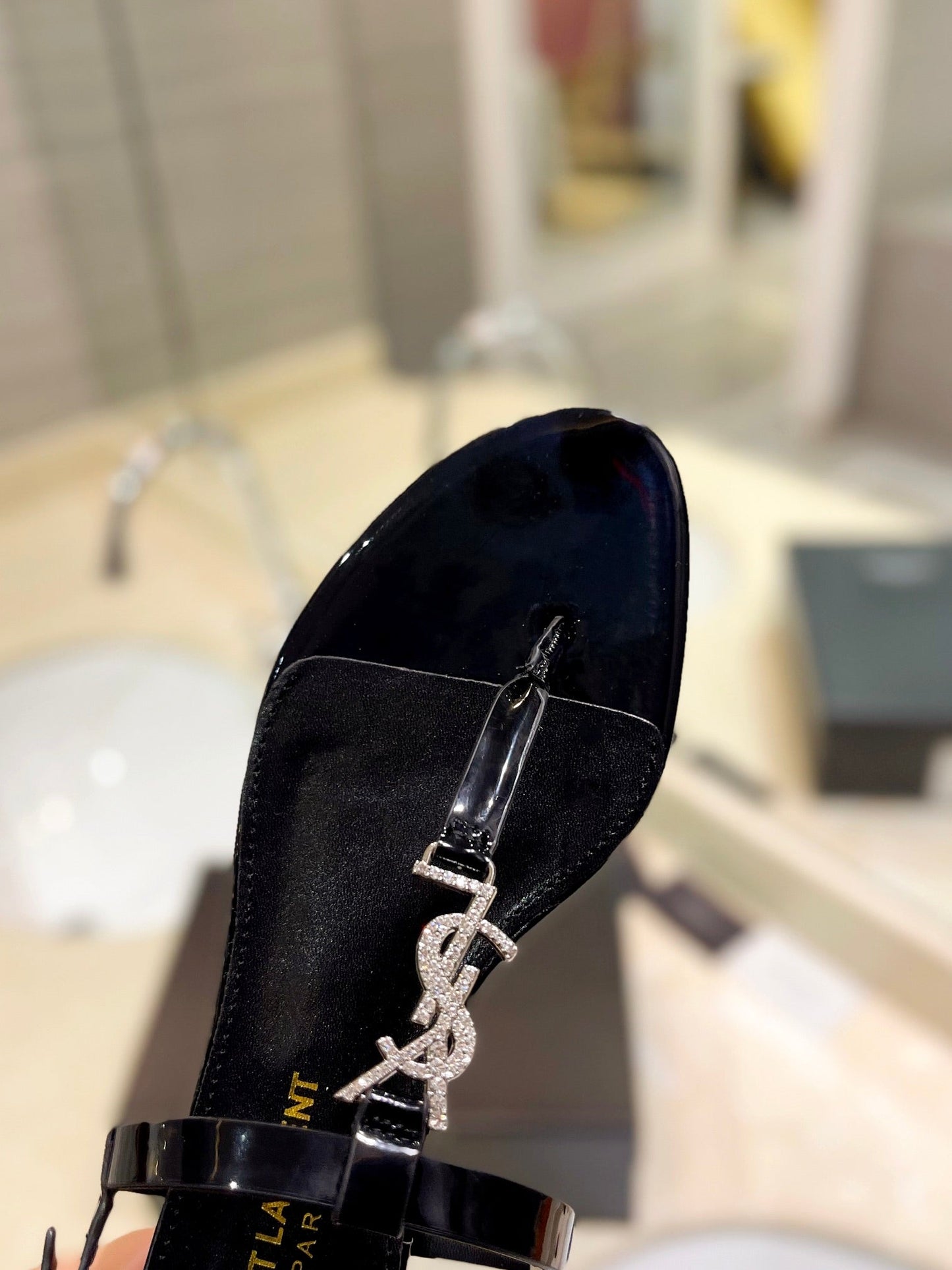 SL CASSANDRA SANDALS BLACK POLISHED CALFSKIN - 35