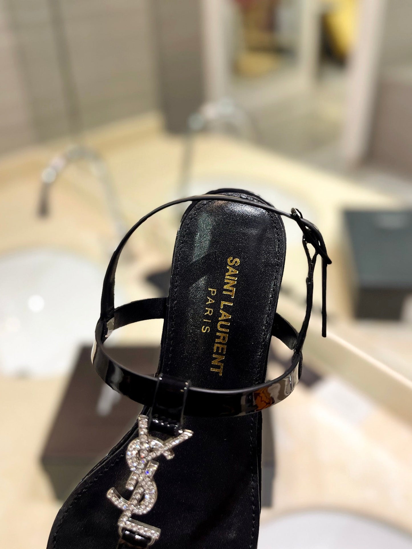 SL CASSANDRA SANDALS BLACK POLISHED CALFSKIN - 35
