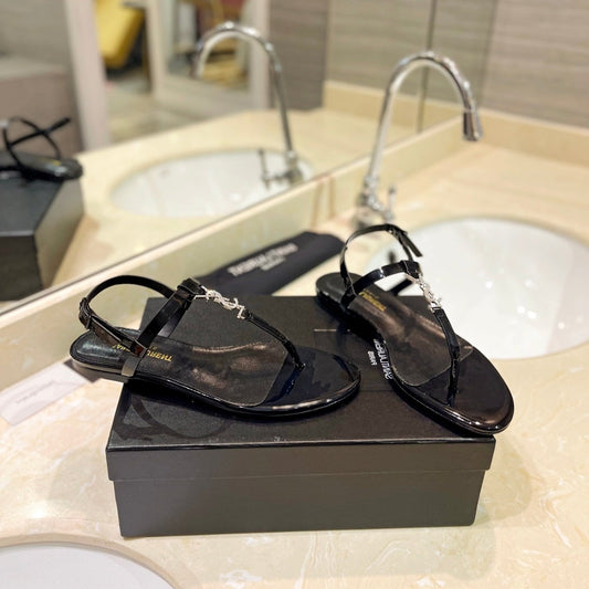 SL CASSANDRA SANDALS BLACK POLISHED CALFSKIN - 35