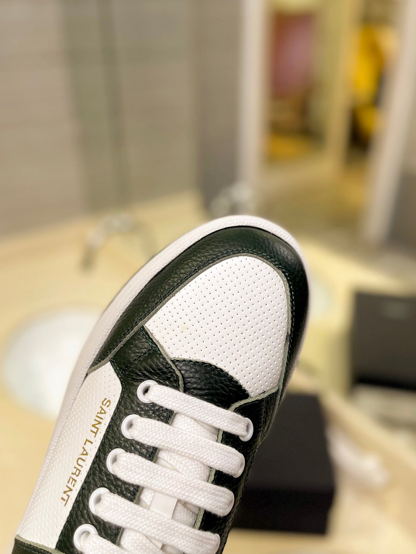 SL SL/61 SNEAKERS DARK GREEN AND WHITE CALFSKIN - 35