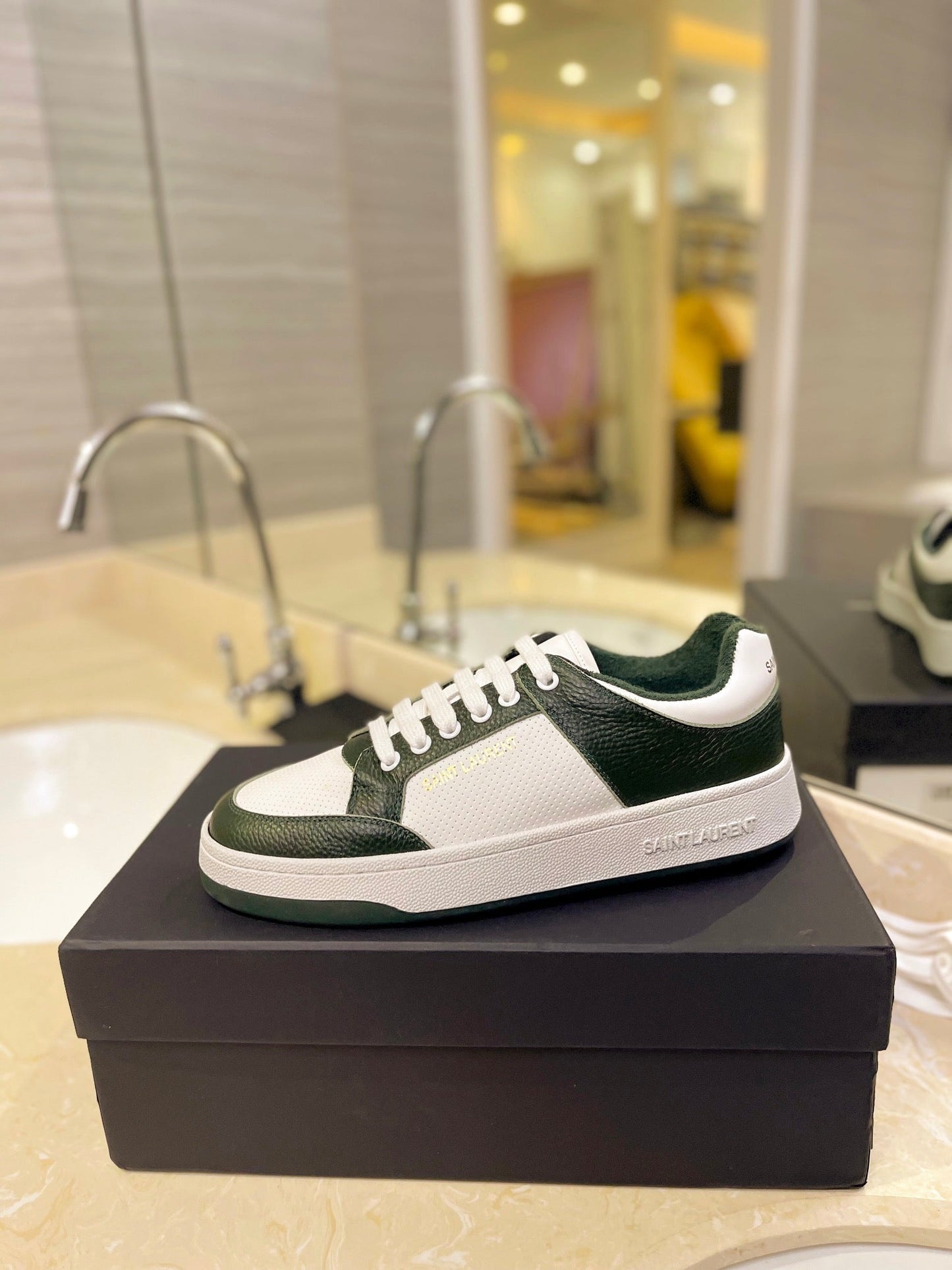 SL SL/61 SNEAKERS DARK GREEN AND WHITE CALFSKIN - 35