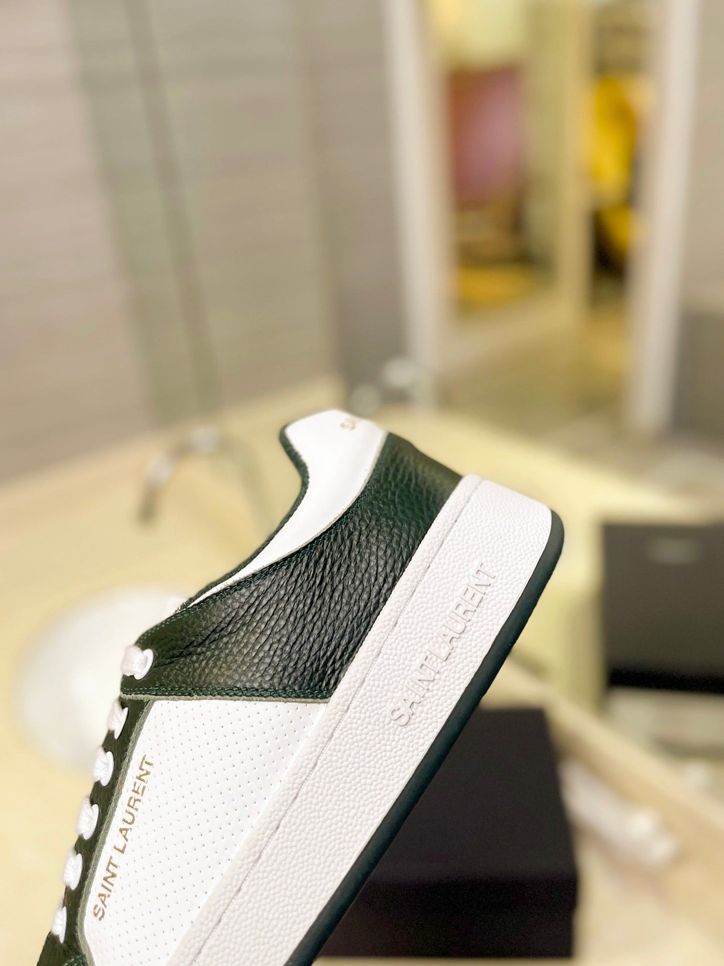 SL SL/61 SNEAKERS DARK GREEN AND WHITE CALFSKIN - 35