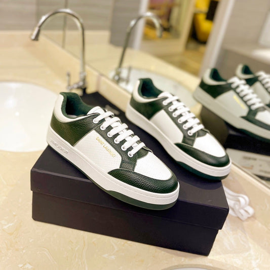 SL SL/61 SNEAKERS DARK GREEN AND WHITE CALFSKIN - 35