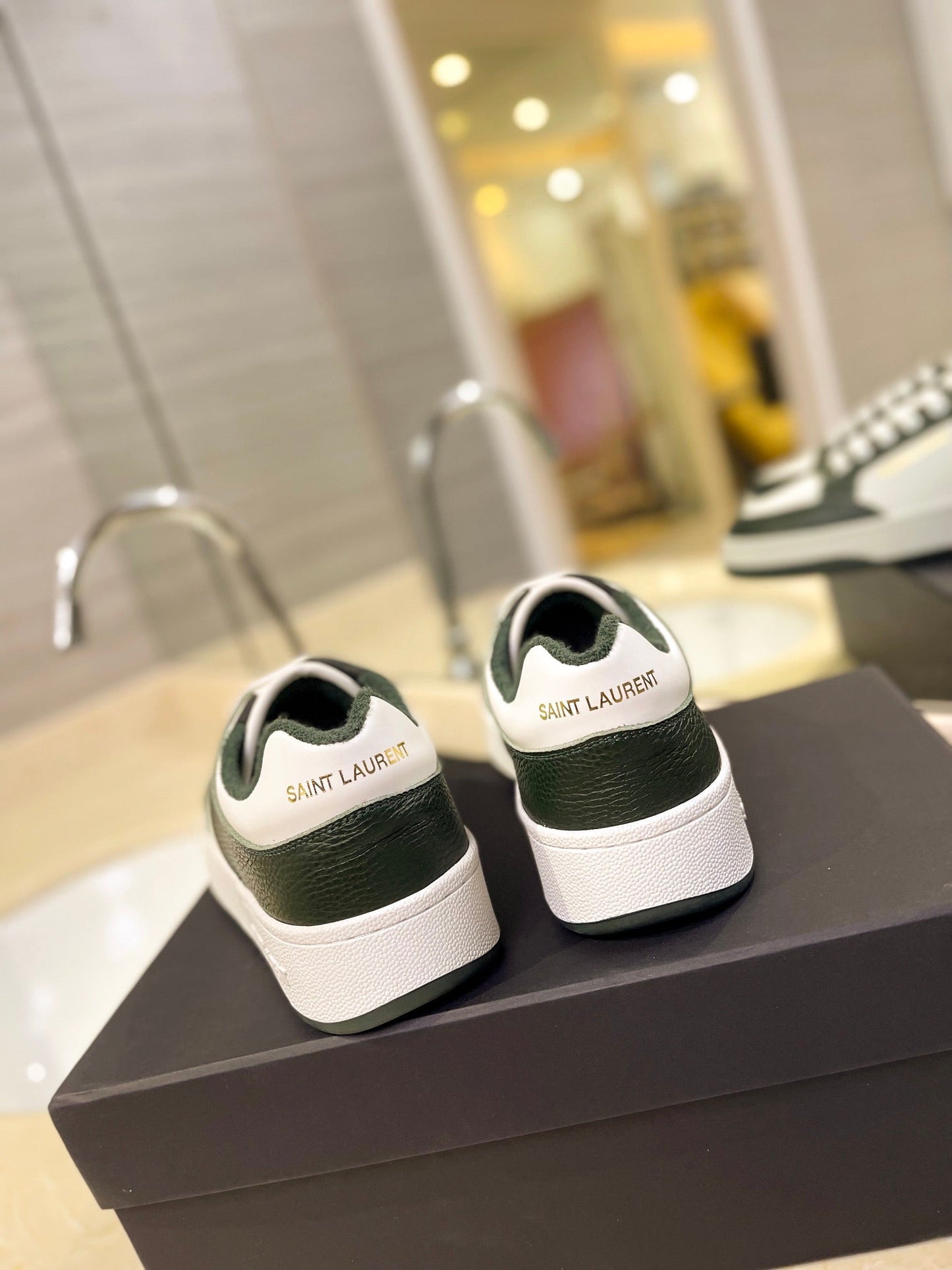 SL SL/61 SNEAKERS DARK GREEN AND WHITE CALFSKIN - 35