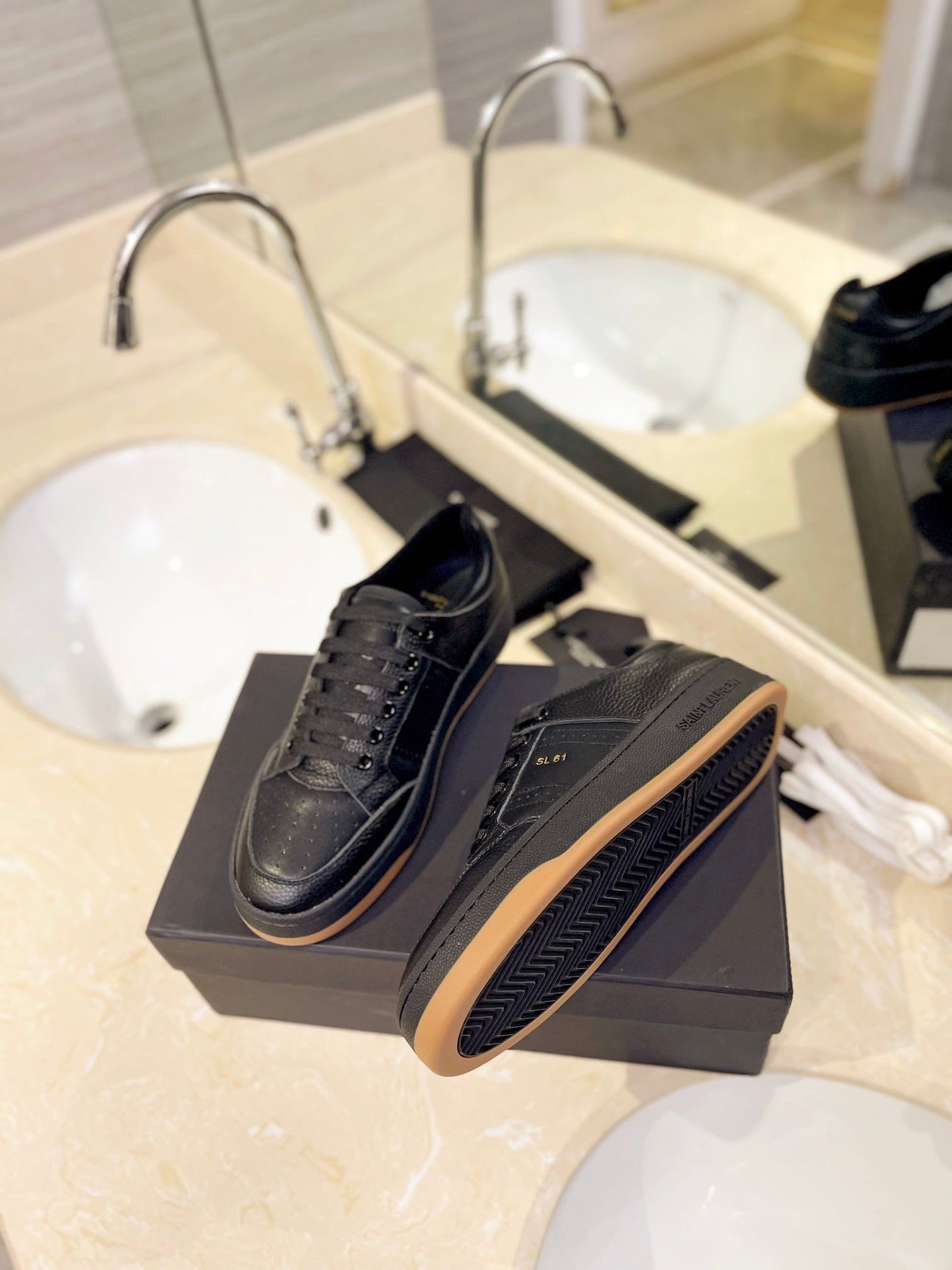 SL SL/61 SNEAKERS BLACK PERFORATED CALFSKIN - 35