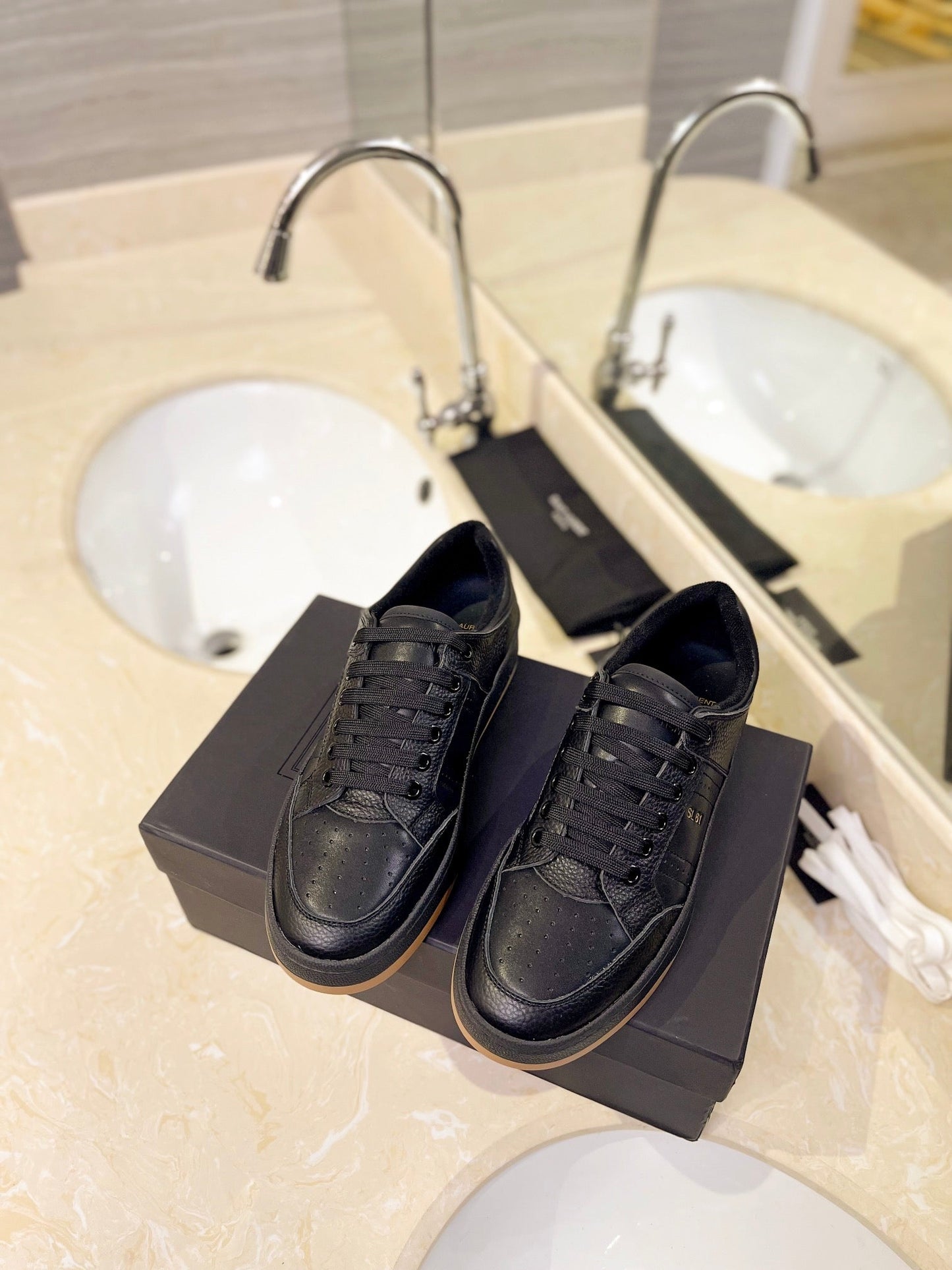SL SL/61 SNEAKERS BLACK PERFORATED CALFSKIN - 35