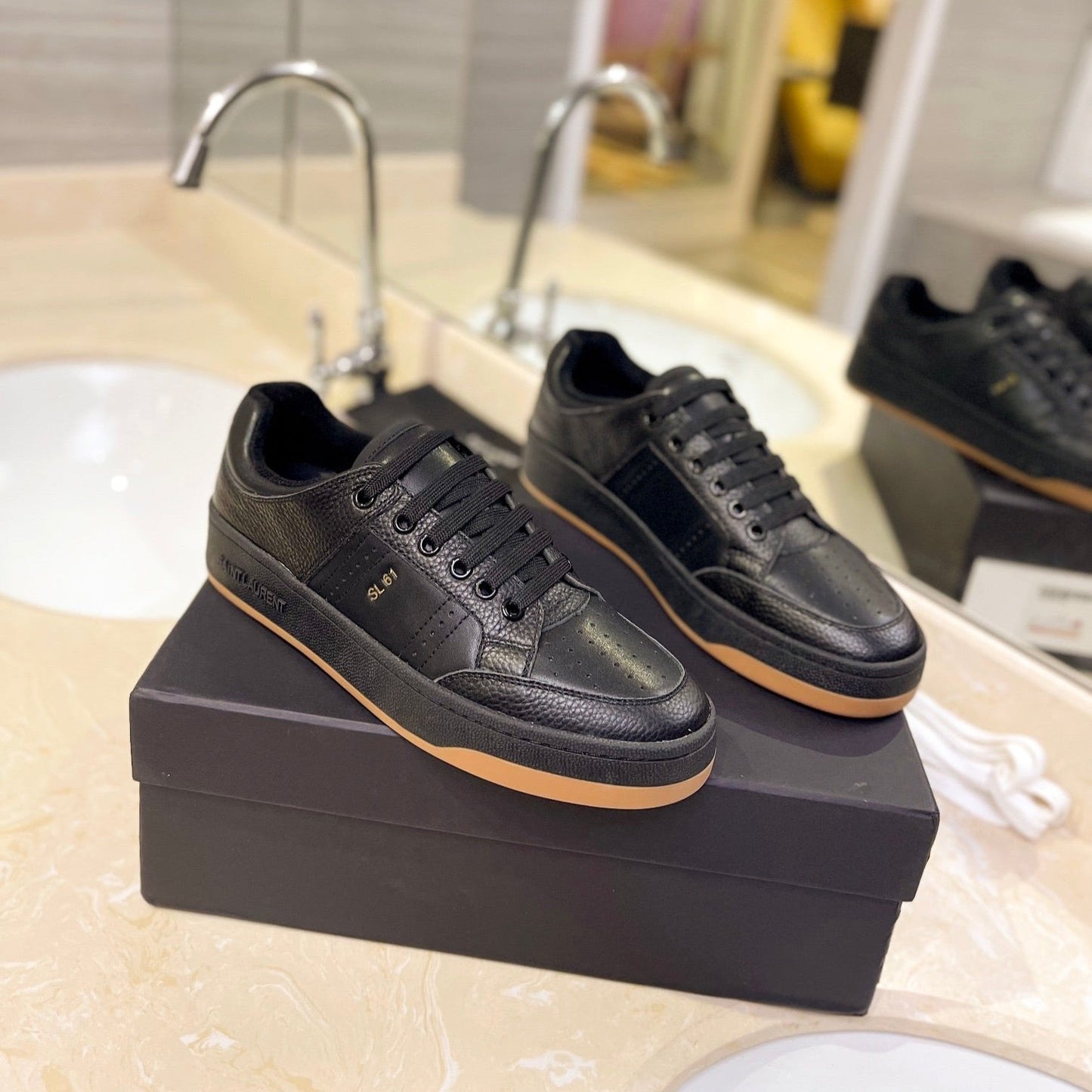 SL SL/61 SNEAKERS BLACK PERFORATED CALFSKIN - 35