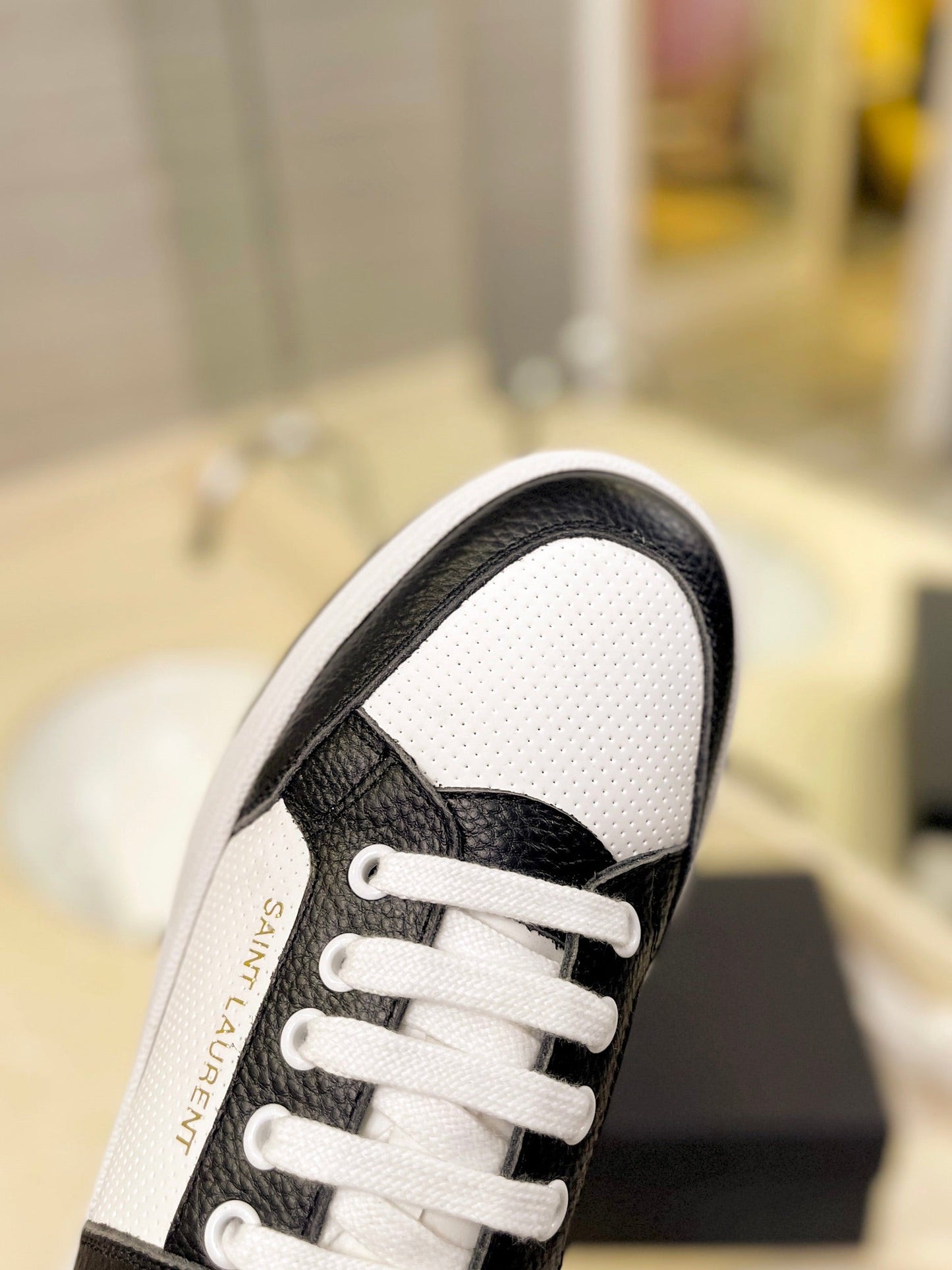 SL SL/61 SNEAKERS WHITE-BLACK CALFSKIN - 35