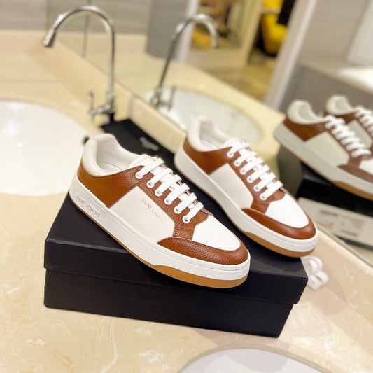 SL SL/61 SNEAKERS WHITE-BROWN CALFSKIN - 35