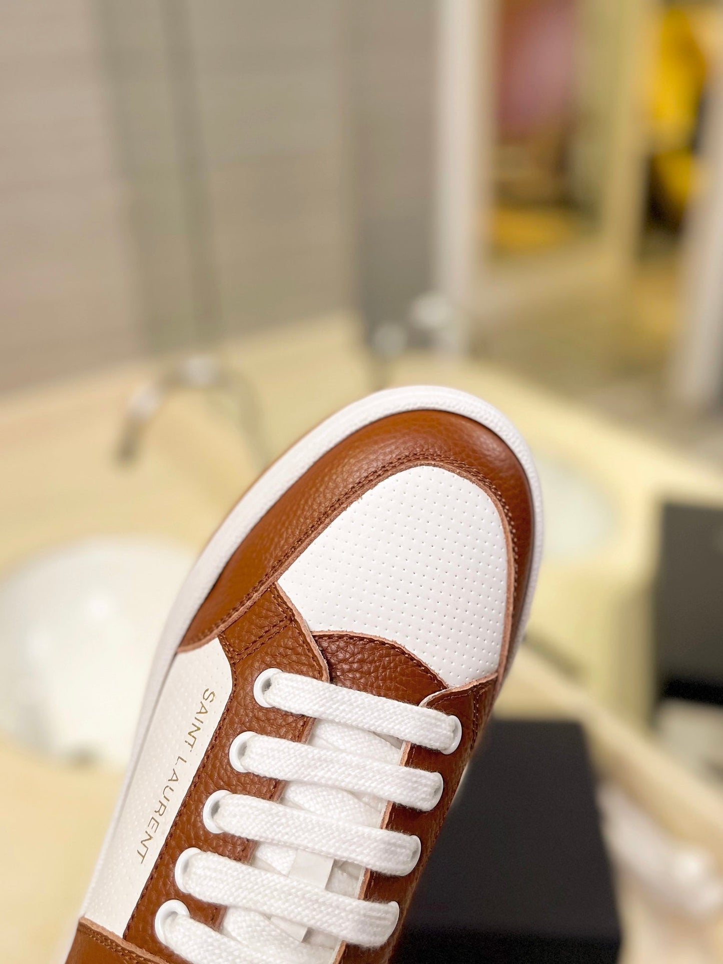SL SL/61 SNEAKERS WHITE-BROWN CALFSKIN - 35