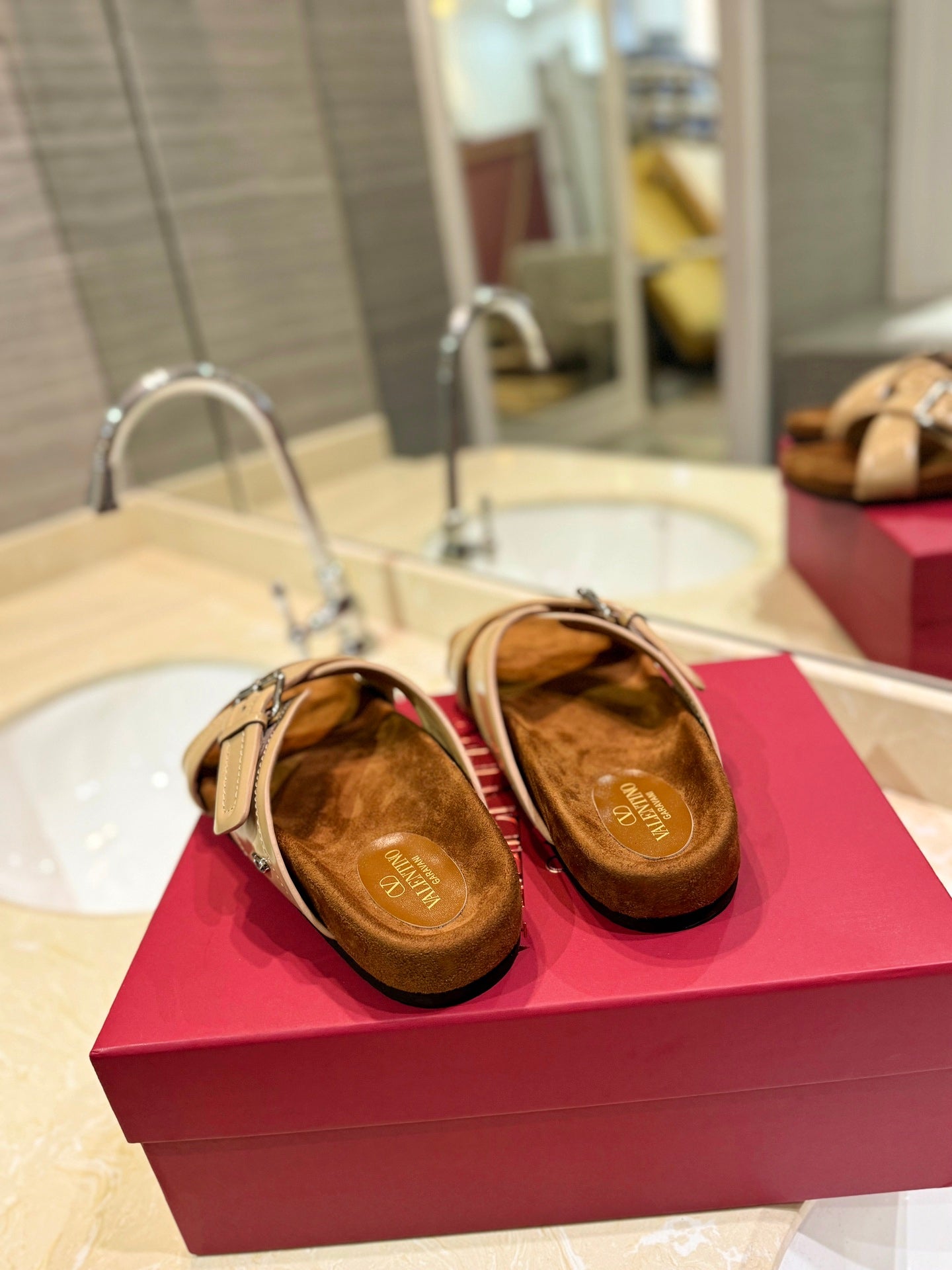CROSSOVER - STRAP CAMEL BROWN CALFSKIN SLIDE - 35