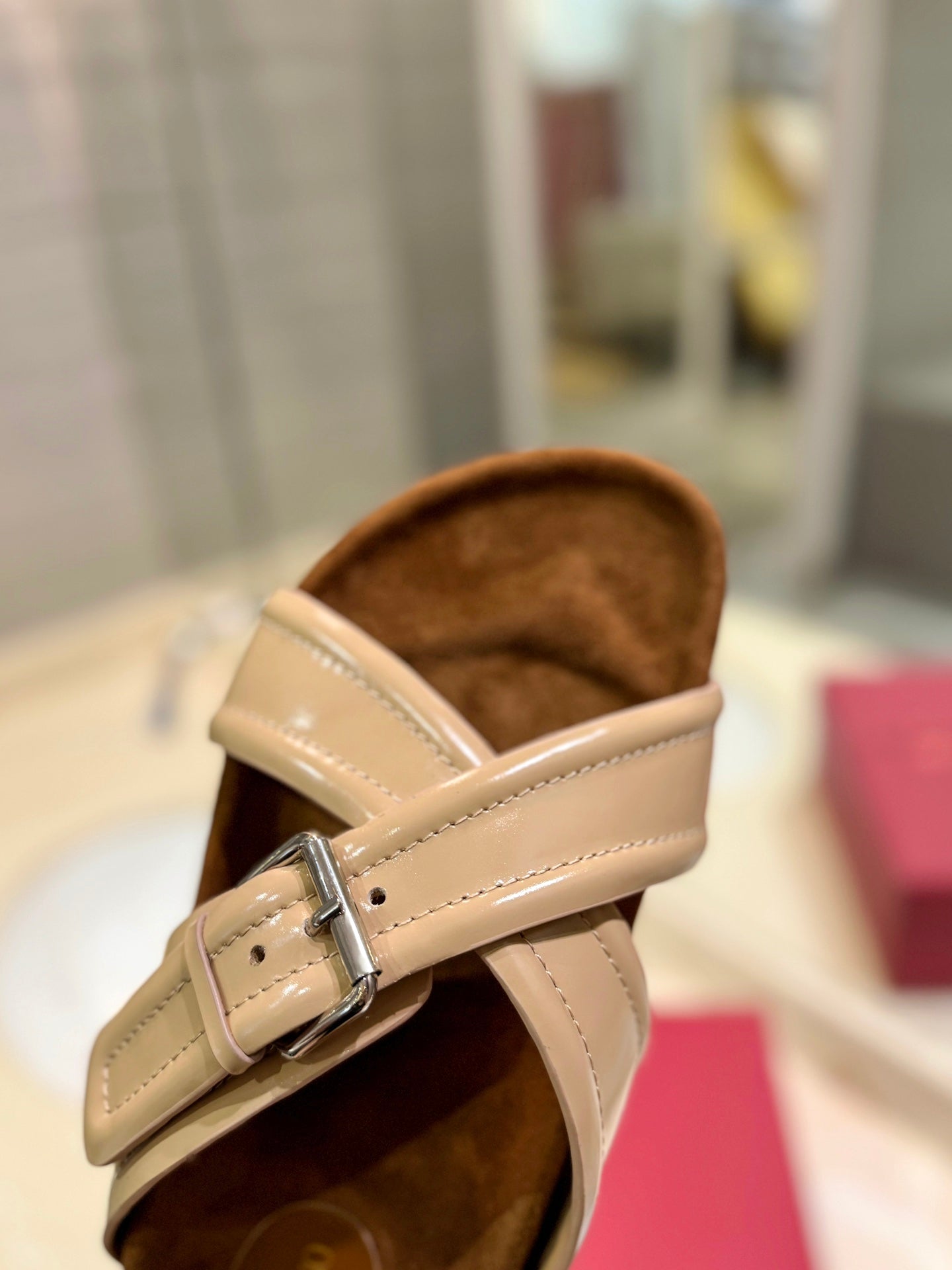 CROSSOVER - STRAP CAMEL BROWN CALFSKIN SLIDE - 35