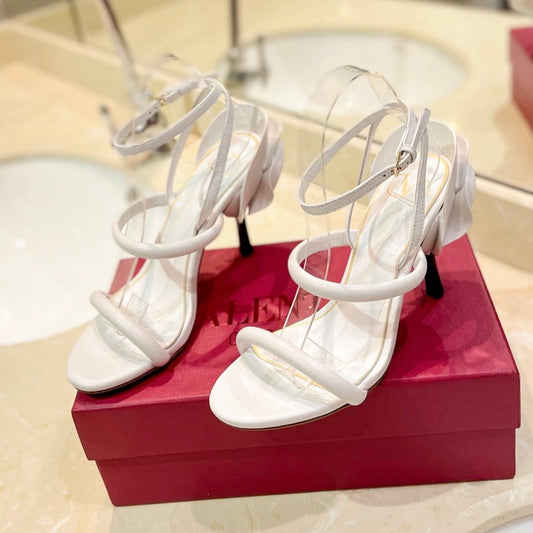HIGH HEEL SANDAL 10 CM IN WHITE CALFSKIN - 35