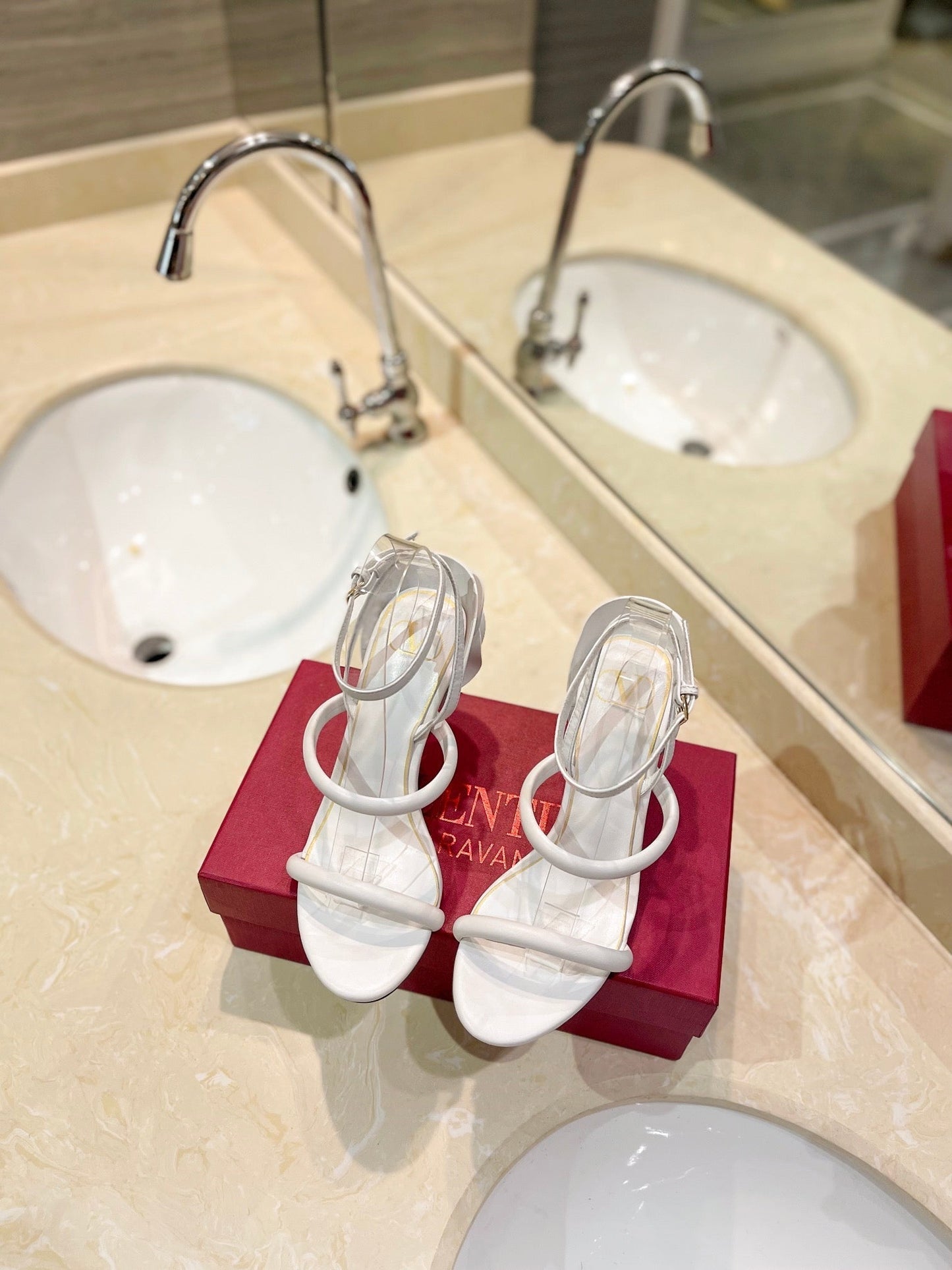 HIGH HEEL SANDAL 10 CM IN WHITE CALFSKIN - 35