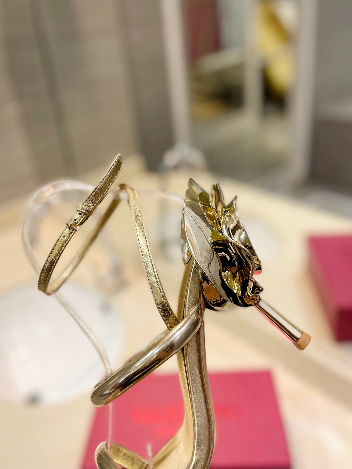 HIGH HEEL SANDAL 10 CM IN GOLD CALFSKIN - 35