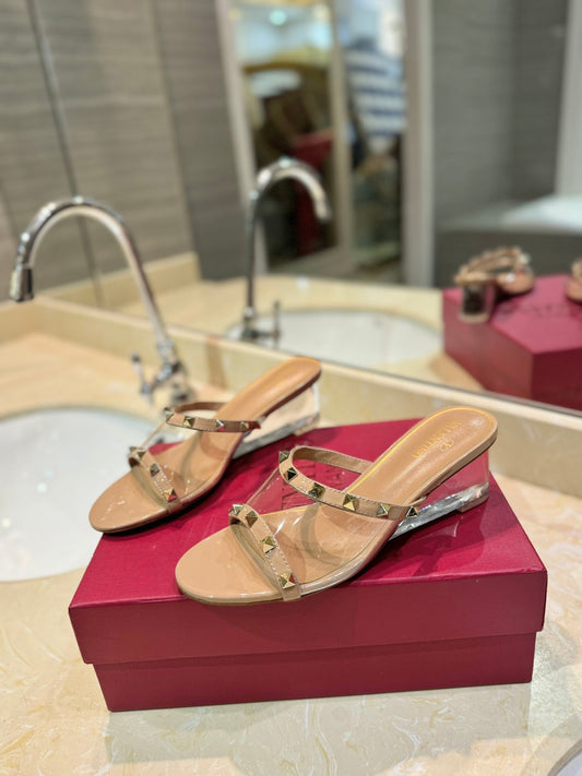 БОСОНІЖКИ ROCKSTUD МЮЛІ З ТЕЛЯЧОЇ ШКІРИ КОЛЬОРУ КЕМЕЛ ТА ПРОЗОРОЇ ПВХ-ПЛІВКИ - 34
