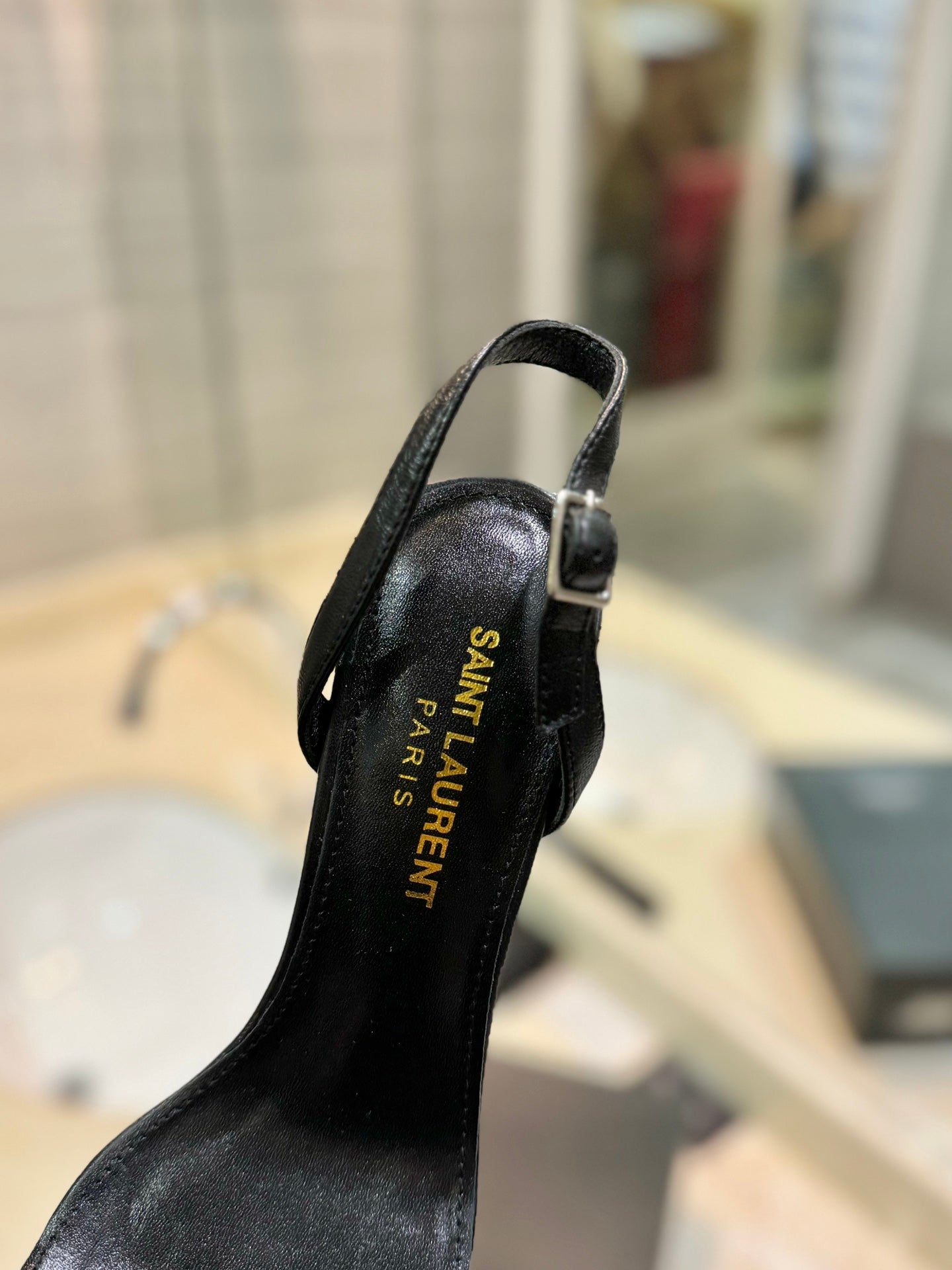 SL OPYUM SANDALS 80 BLACK AND GOLD CALFSKIN - 35