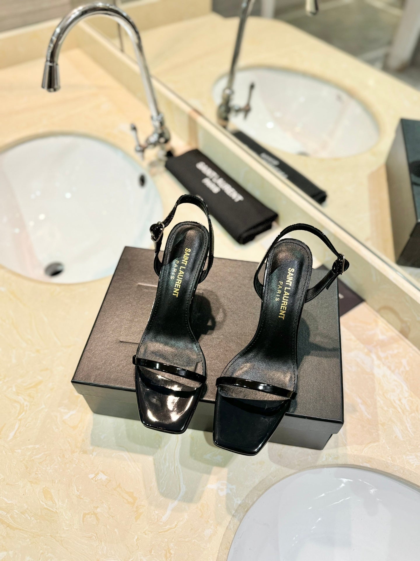 SL OPYUM SANDALS 80 BLACK CALFSKIN - 35
