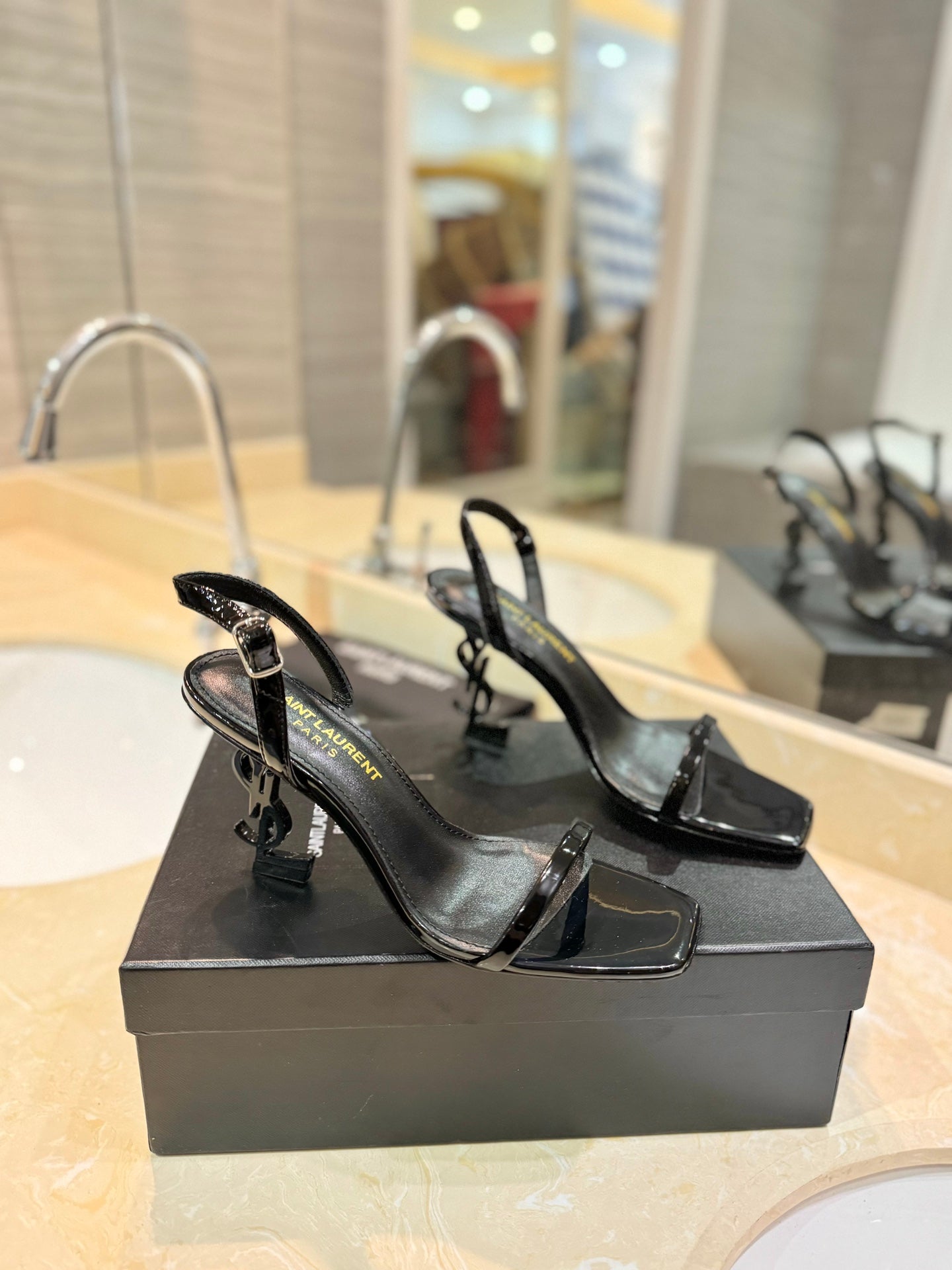 SL OPYUM SANDALS 80 BLACK CALFSKIN - 35